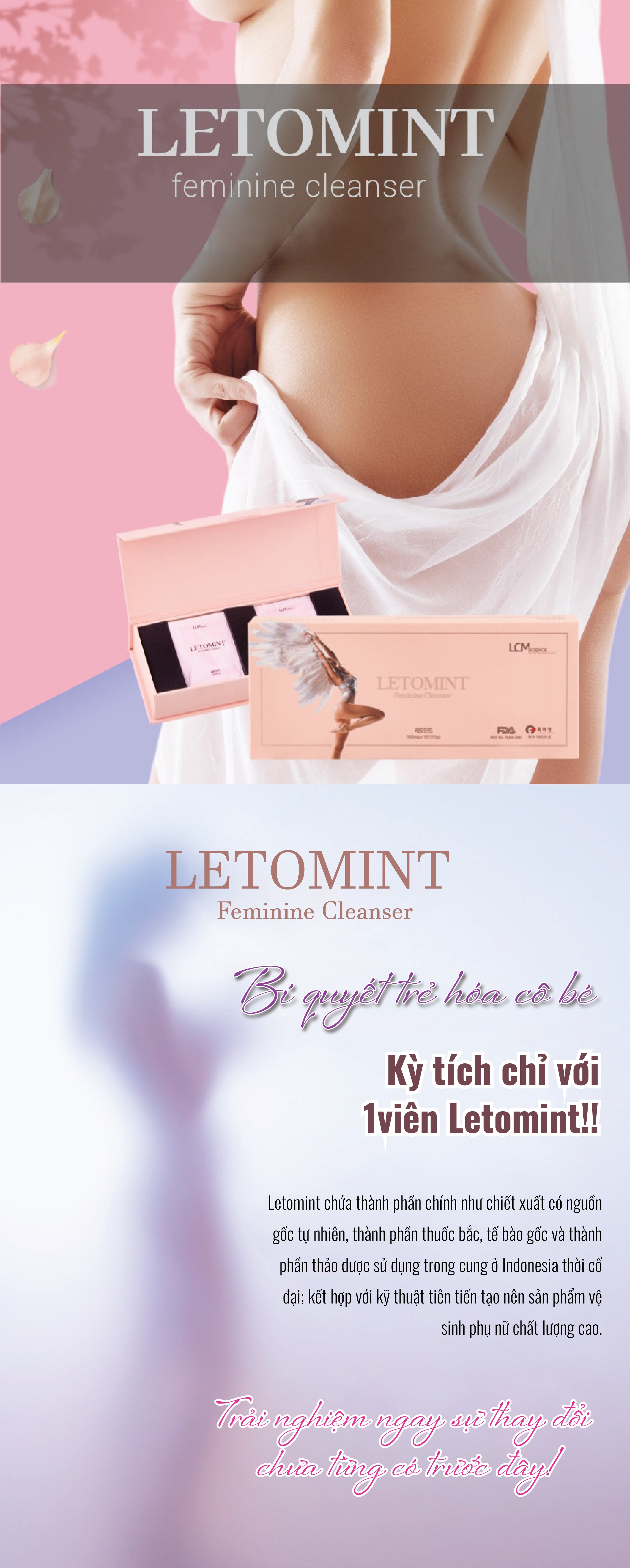 Viên Vệ Sinh Phụ Nữ Letomint 
Giúp thanh lọc, giảm ngứa, khử mùi để phái nữ có thể tự tin sinh hoạt hàng ngày.
Sản phẩm uy tín: Order hàng Hàn Quốc 